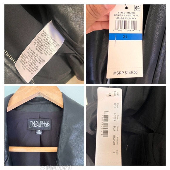 Danielle Bernstein Womens Faux-Leather Moto Motorcycle Jacket, Black, XL - Picture 10 of 13